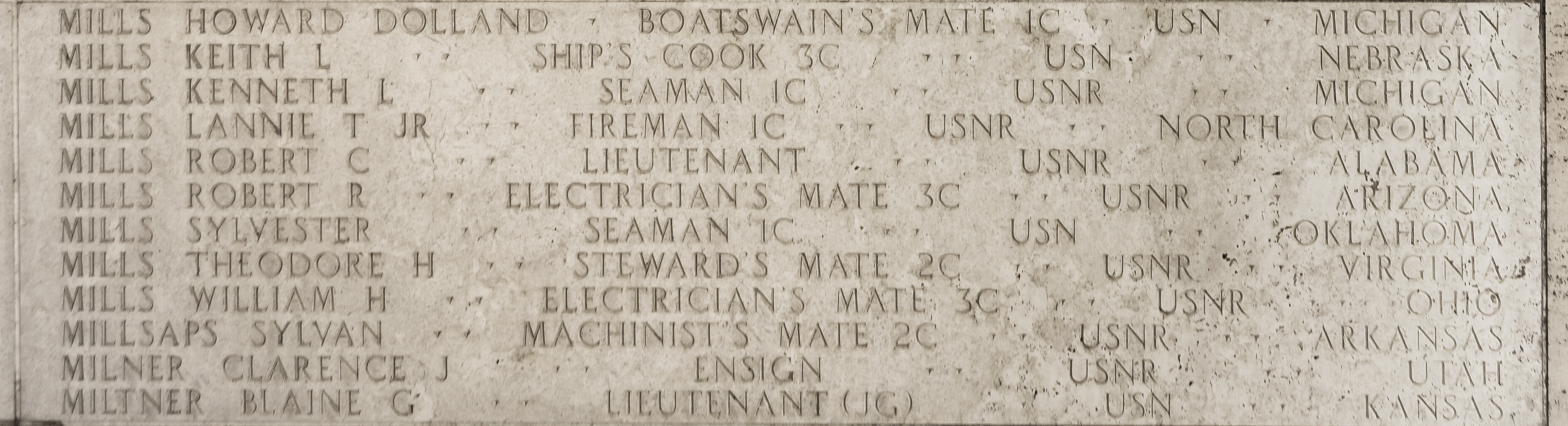 William H. Mills, Electrician's Mate Third Class